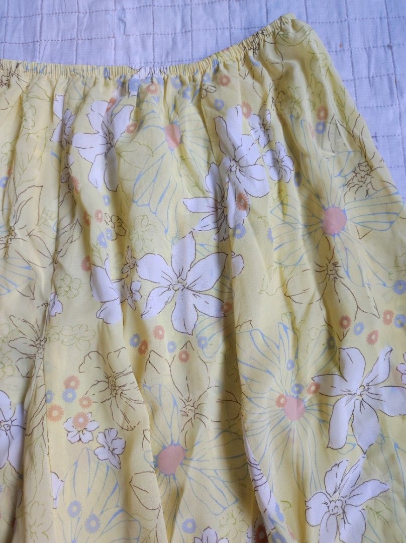 Yellow Floral Sheer Skirt