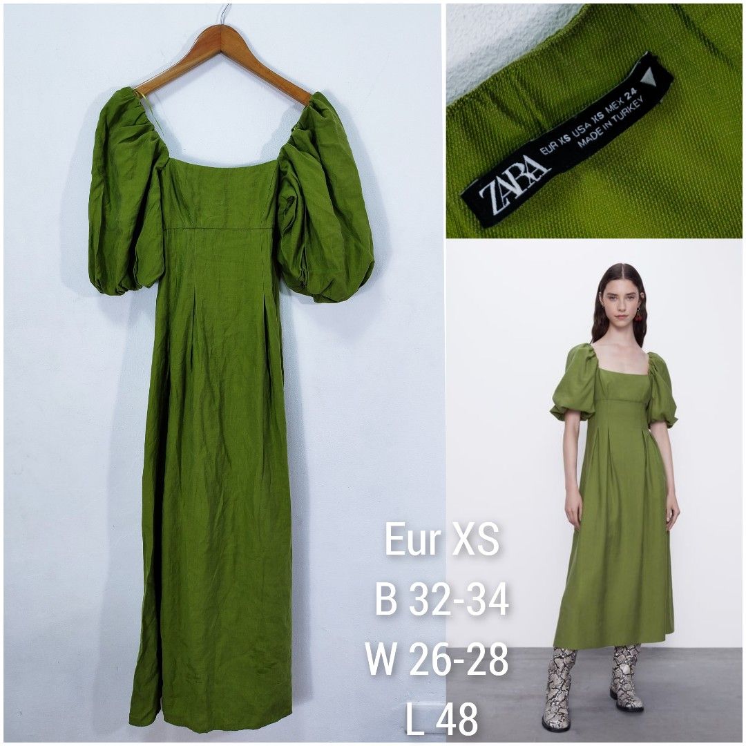 ZARA Scoop Neck Puff Sleeves Dress, Women's Fashion, Dresses & Sets, Dresses  on Carousell