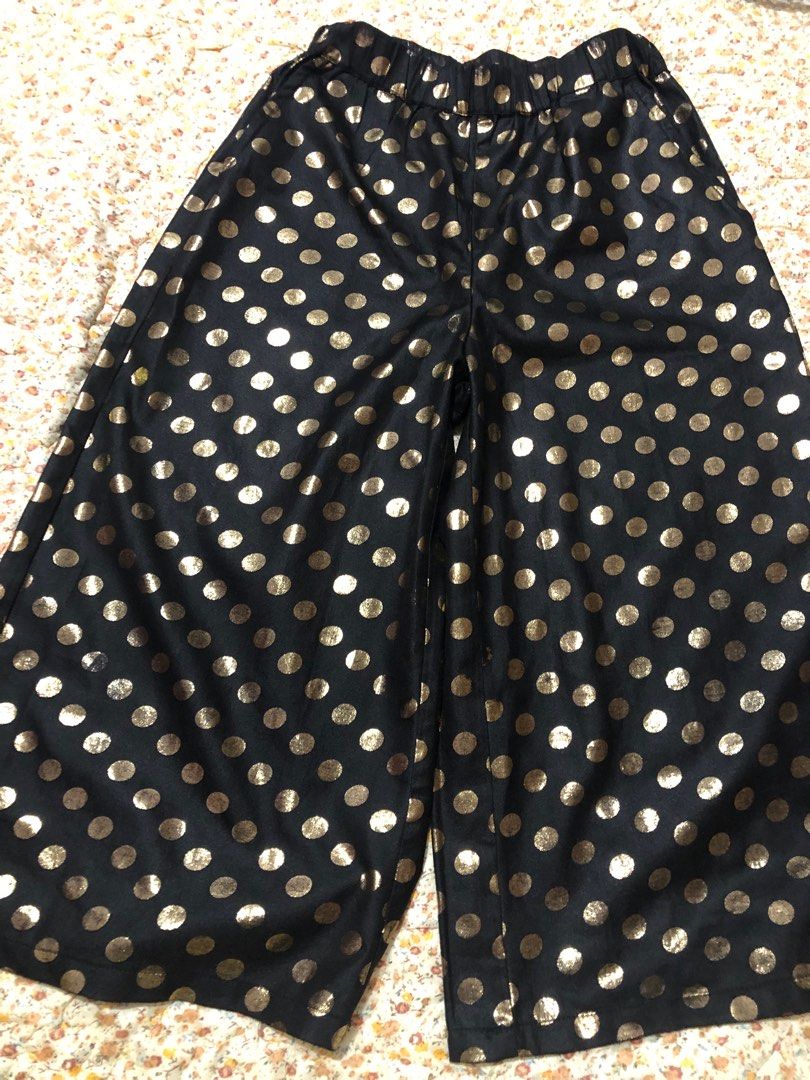blk. with gold polkadot square pants (Category: Babies & Kids Fashion) located in Binan City. Submitted by sab75 (Listing ID 1313907889, Image 1). Description: preloved from dubai.