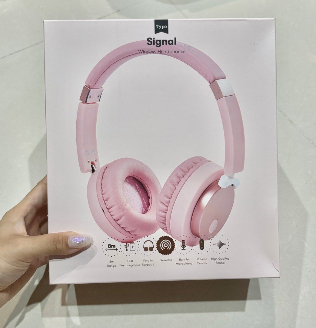 BNIB Typo pink signal wireless headphones