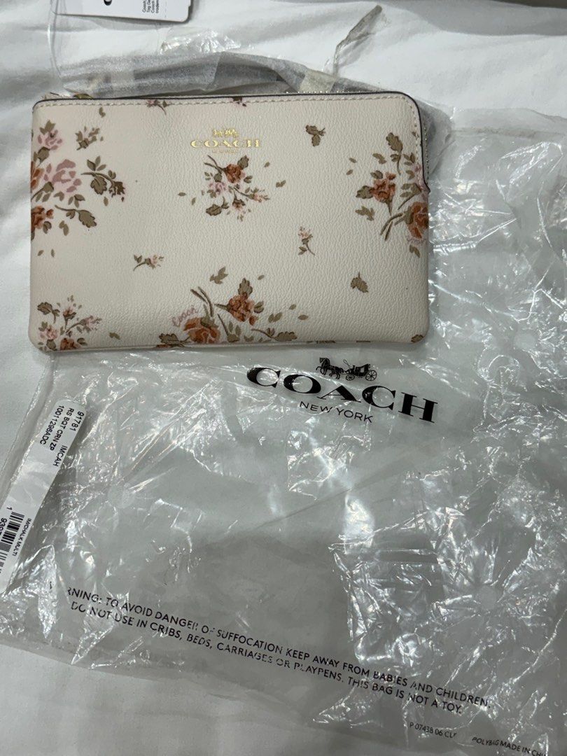 Coach rose bouquet print wallet on sale