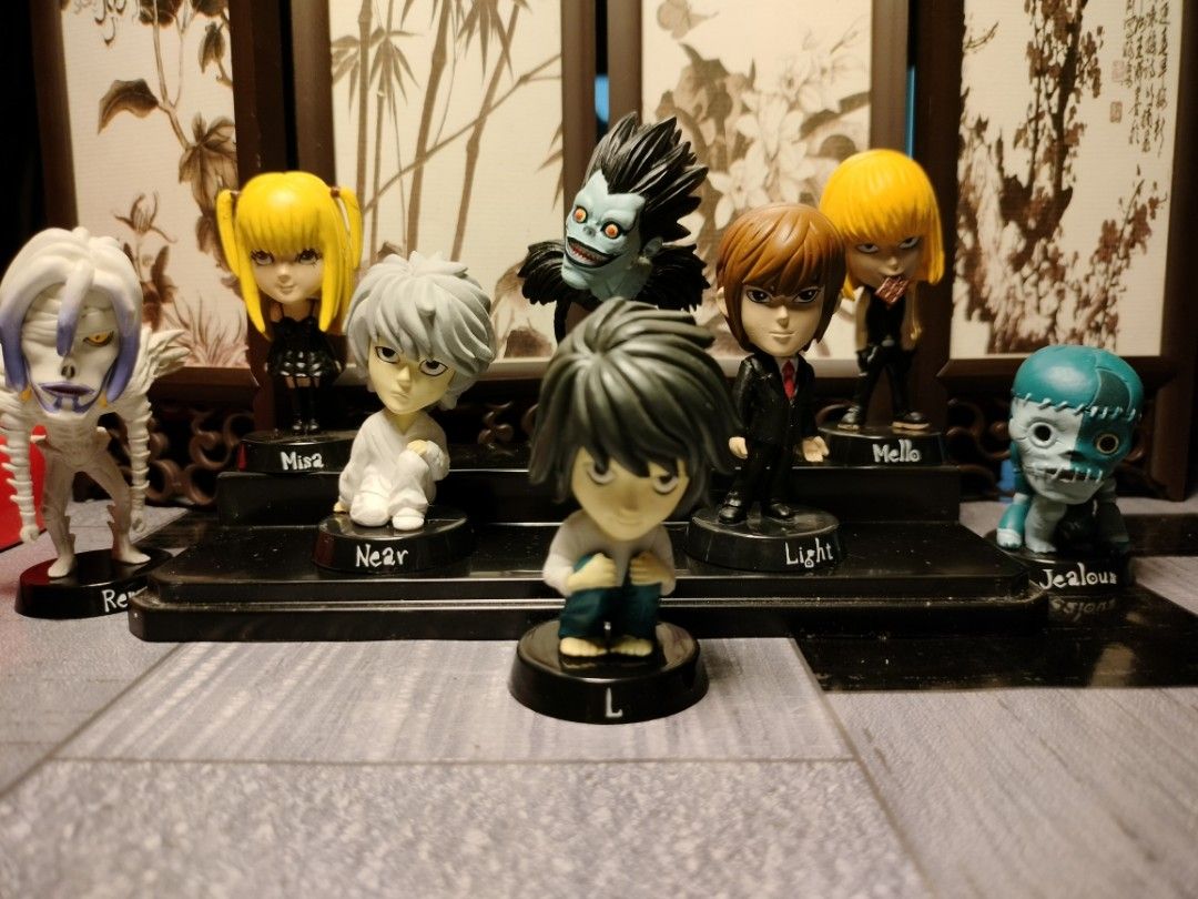 DEATHNOTE BOBBLE HEAD COMPLETE SET (Category: Figurines & Statues) located in Iloilo. Submitted by midori_toys (Listing ID 1313796141, Image 3). Description: DEATHNOTE COMPLETE SET BOBBLE HEAD MASCOT JAPAN RARE SET MINI FIGURES LOOSE / NO BOX GOOD CONDITION HARD TO COMPLETE AUTHENTIC.