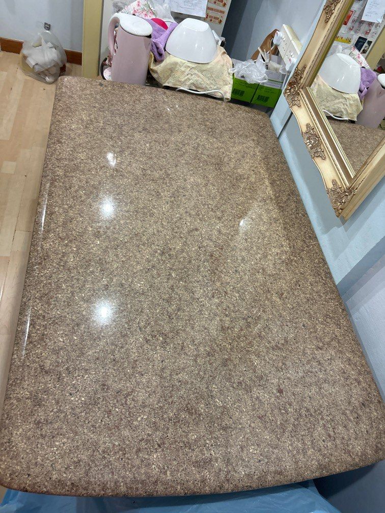 Dining Table (Category: Tables & Sets) located in Singapore. Submitted by 4bspdjd47g46844 (Listing ID 1313909314, Image 3). Description: Granite 152x72xx75cm strong and can fit in 6 persons with 2 chairs.