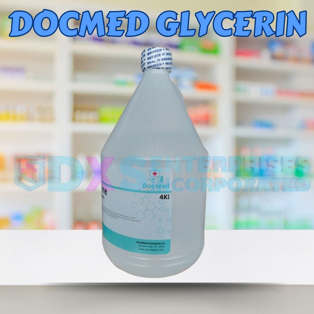 DOCMED GLYCERIN (Category: Medical Supplies & Tools) located in Caloocan City. Submitted by marketings84097 (Listing ID 1313803260, Image 1). Description: Glycerin is a type of carbohydrate known as a sugar alcohol or a polyol. This odorless liquid has a sweet taste and a syrupy consistency. While glycerin occurs naturally in plants through the fermentation of sugars, most of the glycerin nowadays is produced from the hydrolysis of fats and oils.