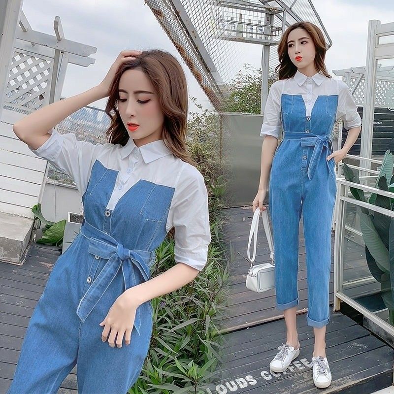 Ec Jumpsuit Dessy biru tua l atasan fashion baju jumpsuit denim wanita