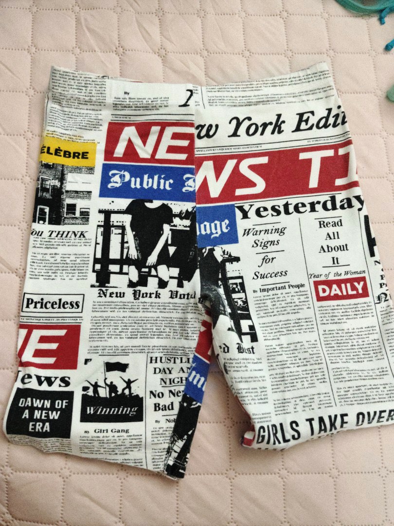 Newspaper biker shorts hotsell