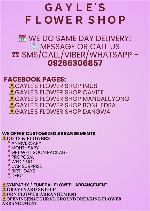 FRESH & DRIED FLOWERS FLOWERS FOR ALL OCCASIONS Located at Cavite