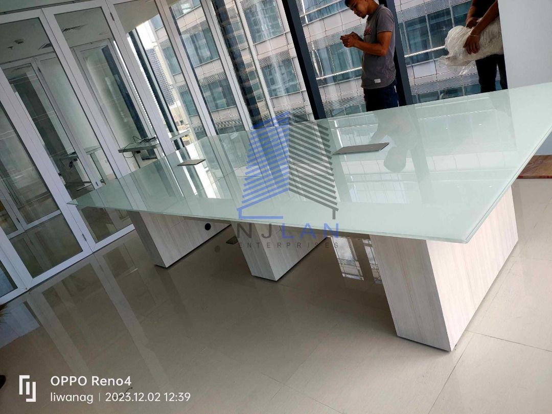 GLASS CONFERENCE TABLE OFFICE FURNITURE PARTITION, Furniture & Home ...