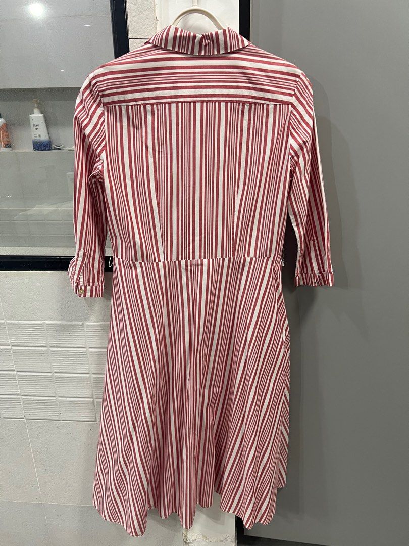 H M red striped shirt dress Women s Fashion Dresses Sets Dresses on Carousell