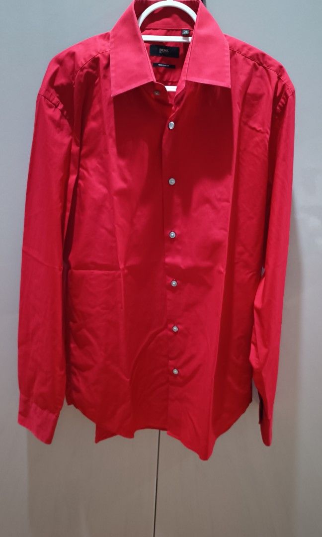 Hugo Boss branded longsleeves (Category: Formal Shirts) located in Manila. Submitted by unboxing_addict (Listing ID 1313891295, Image 3). Description: hugo boss regular fit 23inches armpit to armpit red na red ganda :) pwede unisex.