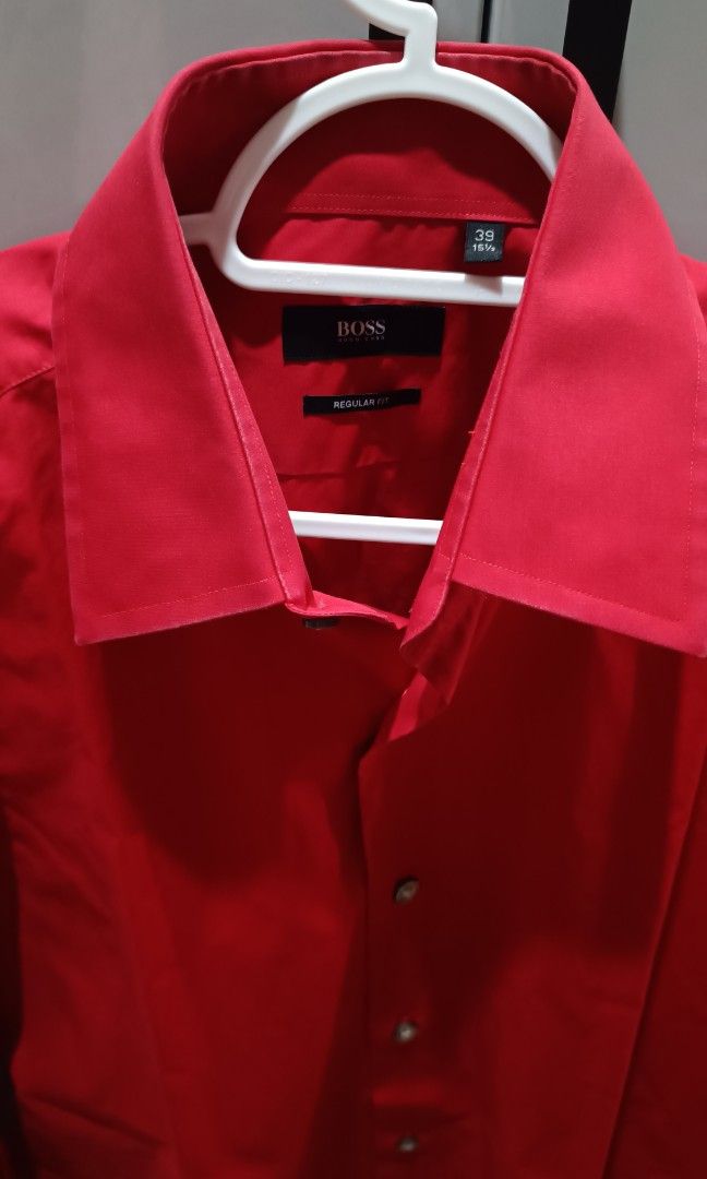 Hugo Boss branded longsleeves (Category: Formal Shirts) located in Manila. Submitted by unboxing_addict (Listing ID 1313891295, Image 2). Description: hugo boss regular fit 23inches armpit to armpit red na red ganda :) pwede unisex.