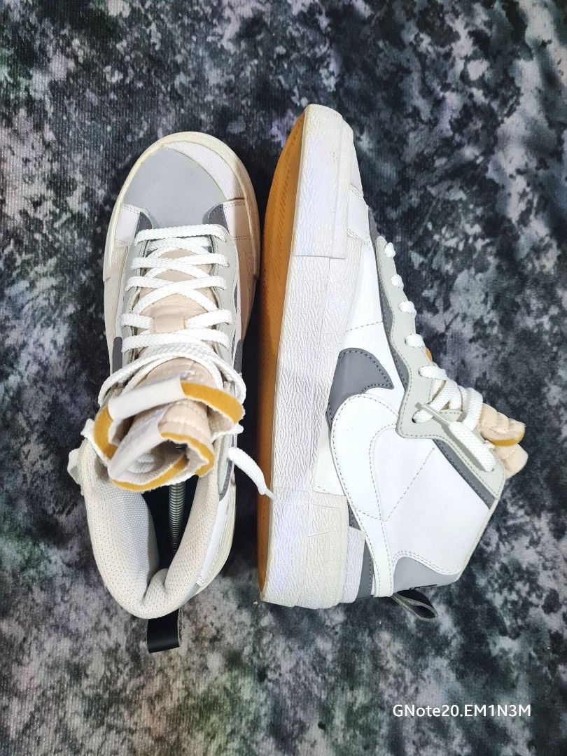 Nike Sacai Blazer Mid White Grey Men s Fashion Footwear Sneakers on Carousell