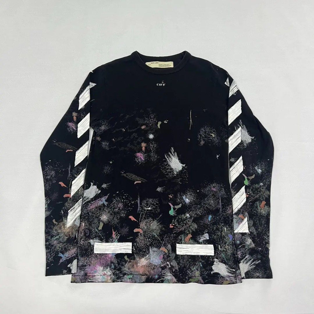 Off White c o Virgil Abloh Galaxy Long Sleeved T Shirt Men s Fashion Tops Sets Tshirts Polo Shirts on Carousell