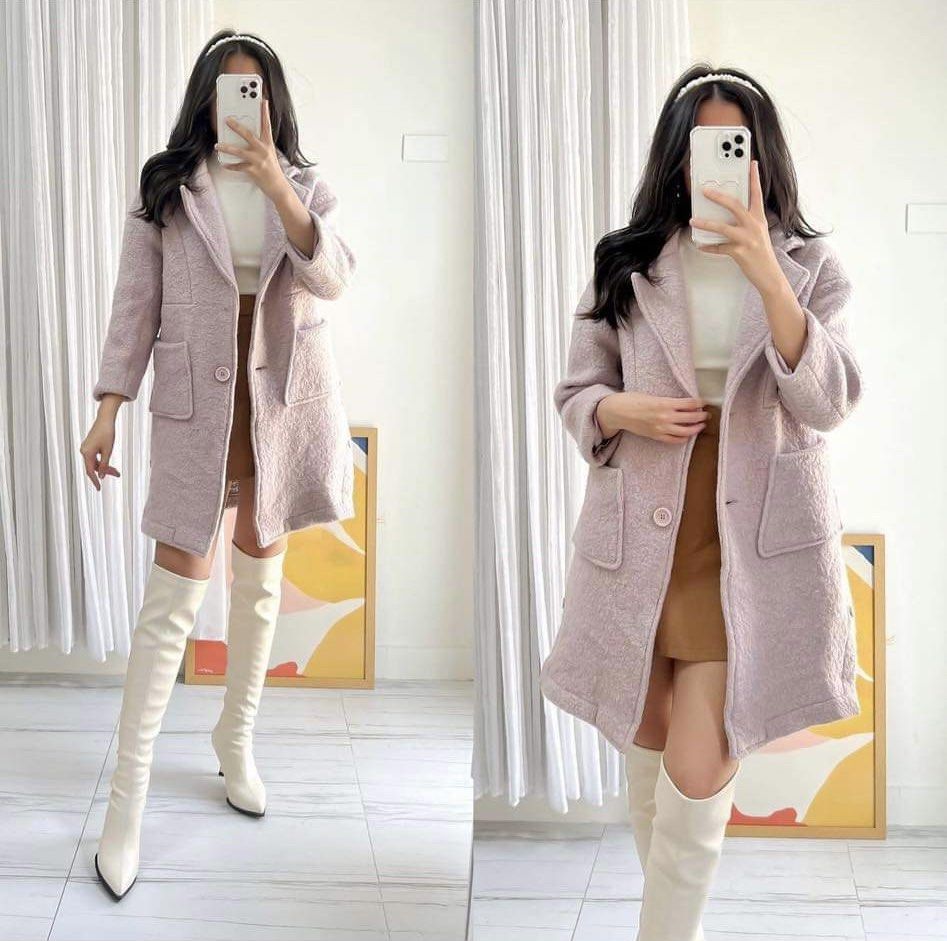 Pink Winter thick wool coat