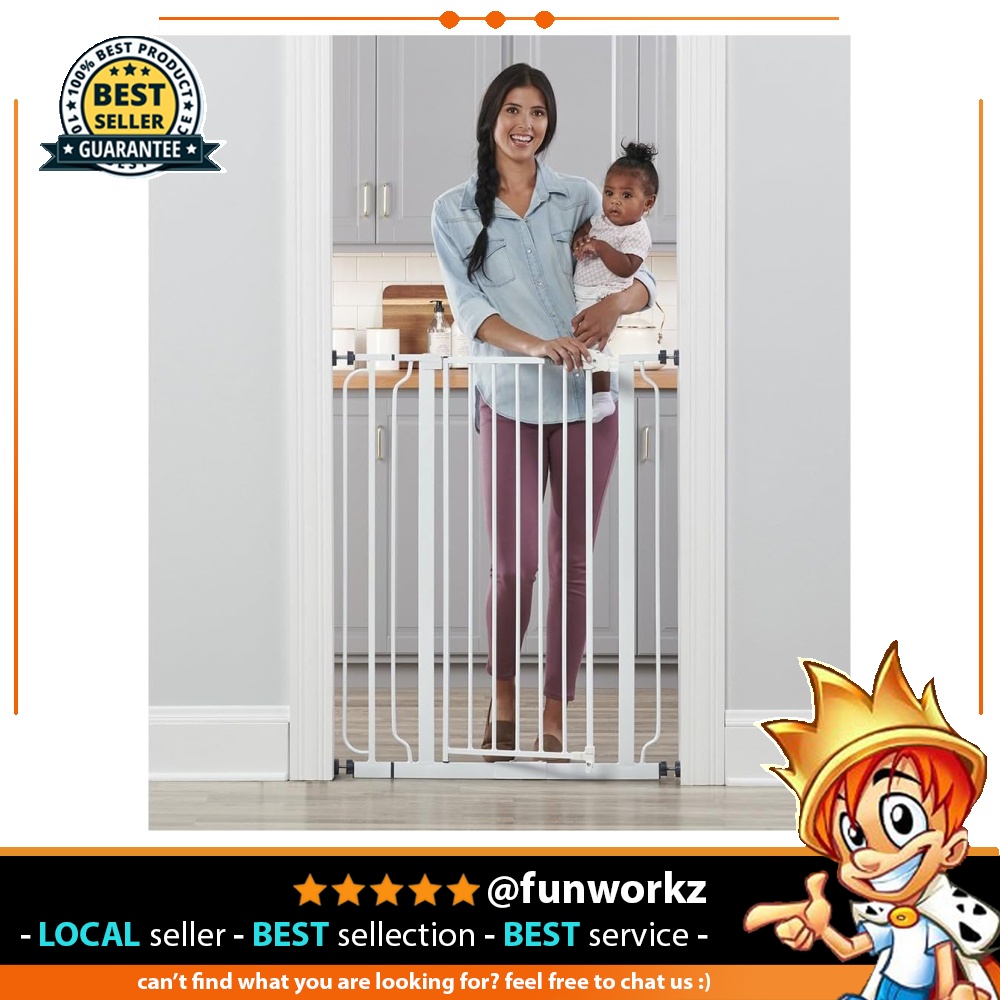 Regalo Easy Step Extra Tall White Metal Walk Through Gate 9 Piece Set 1166 H DS White Babies Kids Baby Nursery Kids Furniture Safety Gates Locks Protectors on Carousell