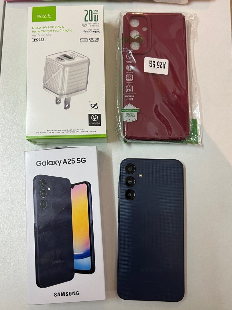 RUSH SALE SAMSUNG A25 5G (Category: Samsung) located in Davao. Submitted by secondstudioph (Listing ID 1313876317, Image 2). Description: FOR SALE SAMSUNG A25 REPRICED ‼️ ₱9,500 ONLY ‼️ SRP IS ₱13,490 BRANDNEW | NO FLAW SMART LOCKED COMPLETE INCLUSIONS + BOX FREE NEW PHONE CASE — opened to check only, never used RFS: plan phone only 📌 serious buyers only 📌 MOP: bank transfer / gcash | NO COD 📌 Delivery: Store Pick Up (Obrero) | Rider (Grab onl
