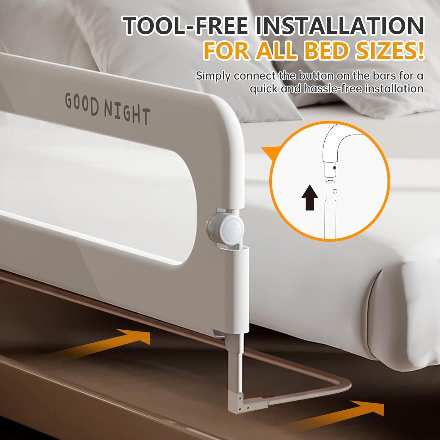 strenkitech Foldable Toddler Bed Rails Kids Guard Bumper for Crib Safe Bed Side Rail for Twin Queen King Full Size Beds 32inch 32inches Babies Kids Baby Nursery Kids Furniture