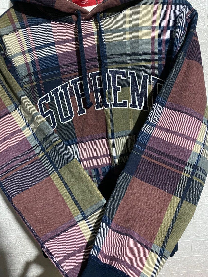 Plaid supreme hoodie clearance