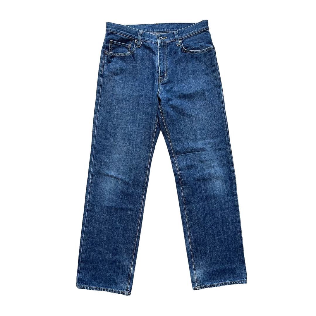 UNIQLO DENIM REGULAR FIT STRAIGHT INDIGO BLUE FADING JEANS (30)