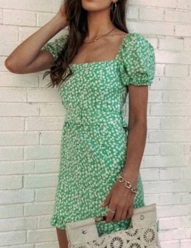 Green flower dress zara cheap