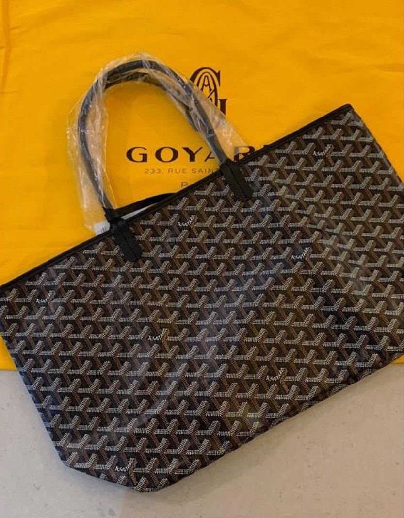 全新真品 GOYARD 經典款購物包 托特包 媽媽包 海灘包 Saint Louis PM 中款 黑色基本色 肩背包, 名牌精品, 精品包與