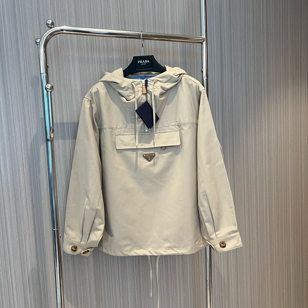 Authentic prada triangle logo hooded jacket pullover sweater jacket Women s Fashion Coats Jackets and Outerwear on Carousell