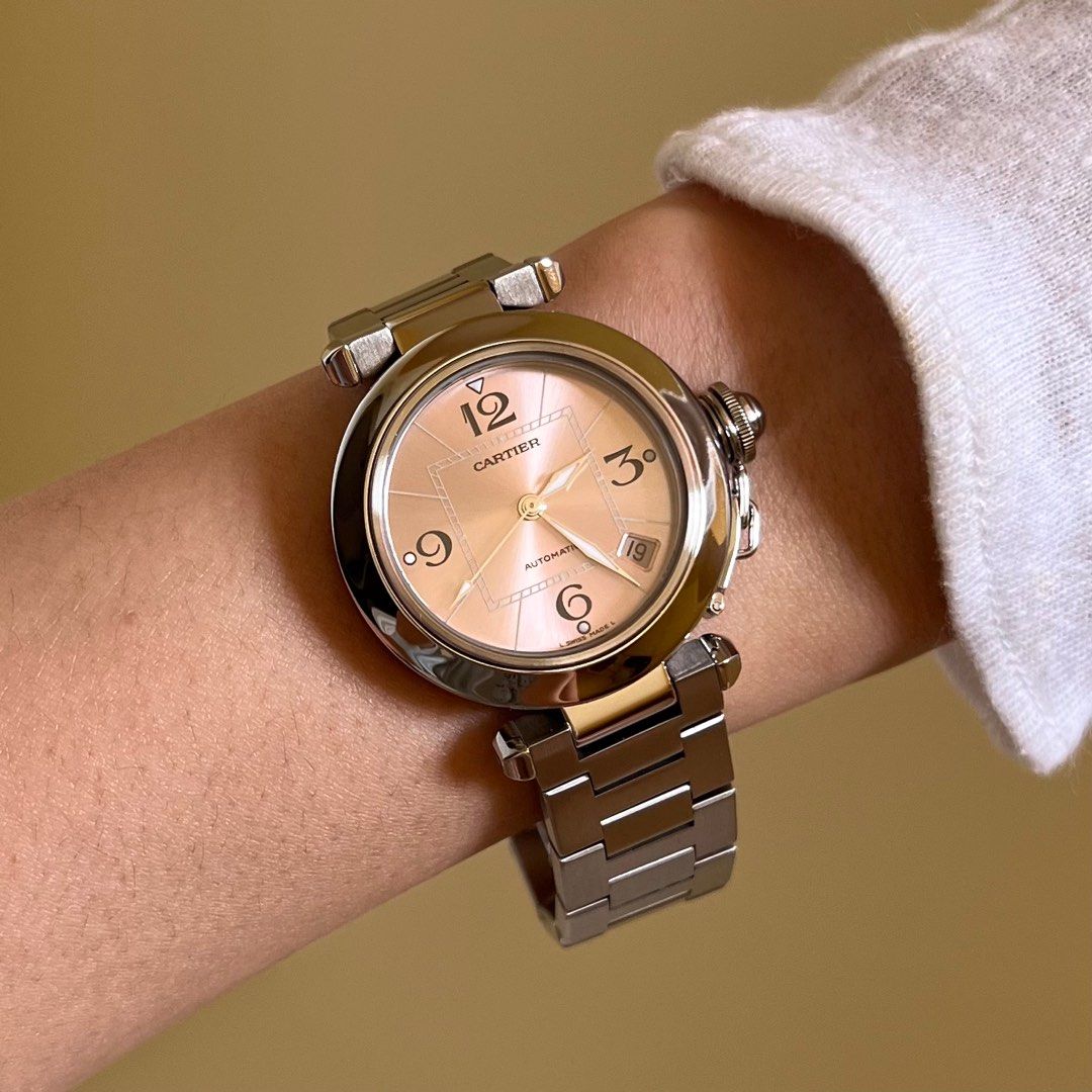 Authentic Preloved Cartier Pasha 35mm All Steel Pink Dial Automatic Date Watch Unisex Luxury Watches on Carousell