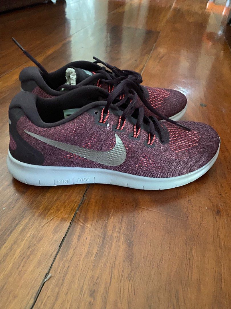 Brand New Nike Free Rn 2017 Womens Bordeaux Metalic Pewter Port Wine Solar Red Women s Fashion Footwear Sneakers on Carousell