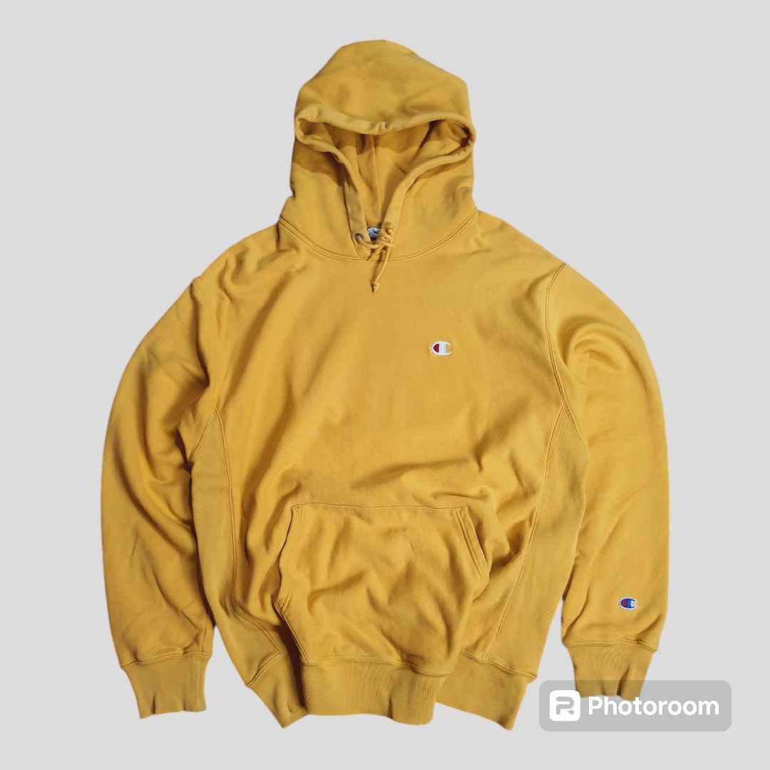 Champion Reverse Weave Hoodie Mustard Men s Fashion Activewear on Carousell