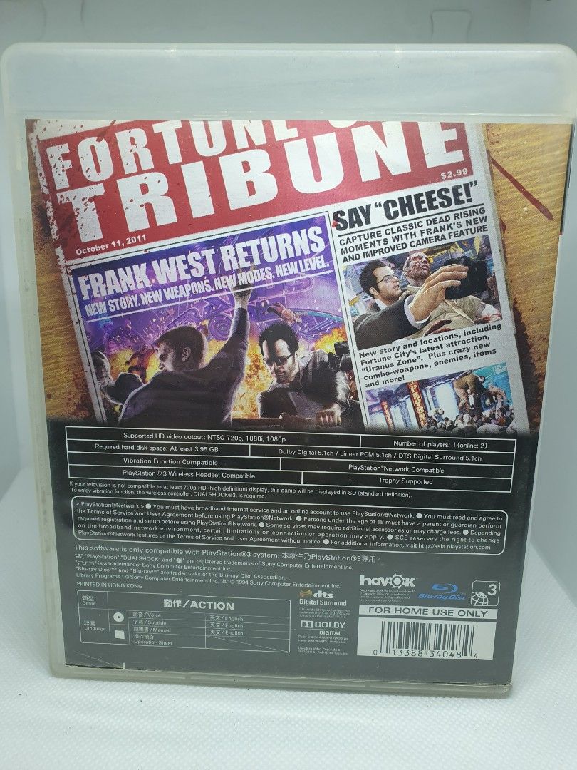 Deadrising 2 (Sony Playstation 3) (PS3) (Category: PlayStation) located in Quezon City. Submitted by itemsforadoption (Listing ID 1314010285, Image 2). Description: Rfs: Its 2024! Happy New Year! Hoping you have a good year ahead of you! If you have questions feel free to send a message. Though I'll most likely be able to reply from 10am to 8pm. Please be patient and understanding. Decluttering games and items that I've picked up or for friends a