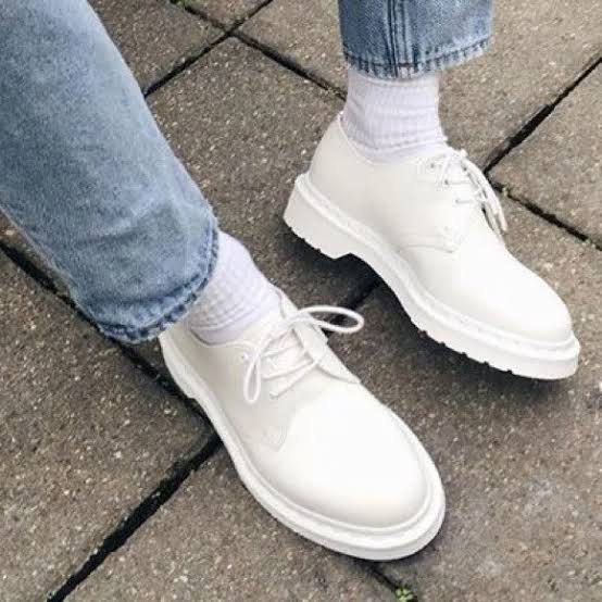 Dr Martens 1461 Mono White, Fesyen Pria, Sepatu Sepatu Boot di