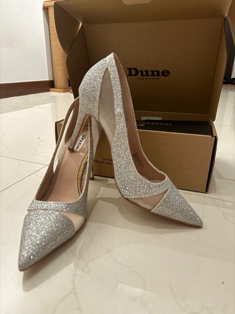 Dune London Silver Heels Women s Fashion Footwear Heels on Carousell
