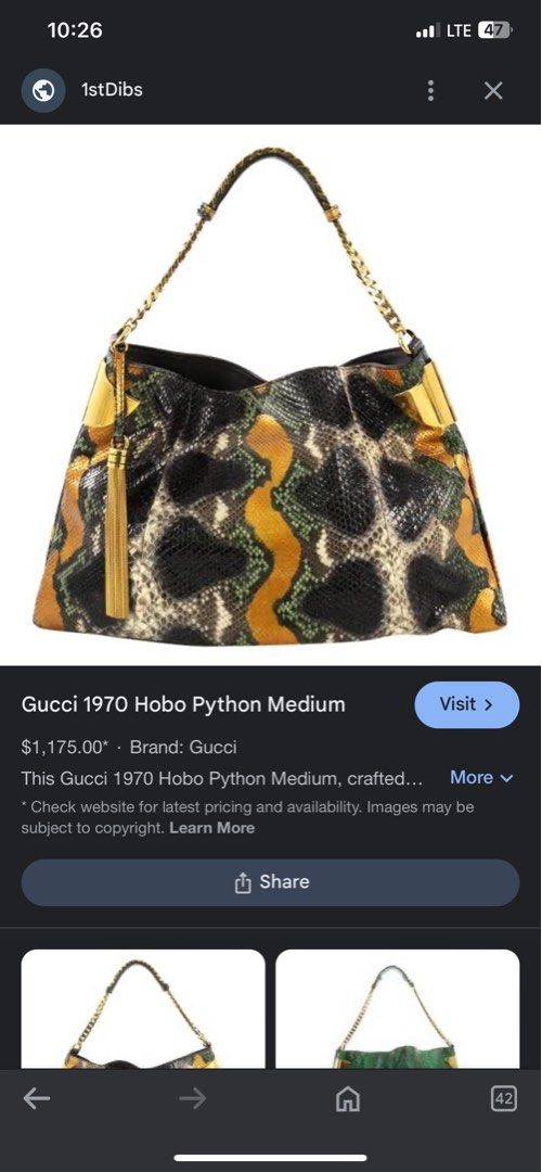 Gucci 1970 hobo python bag
