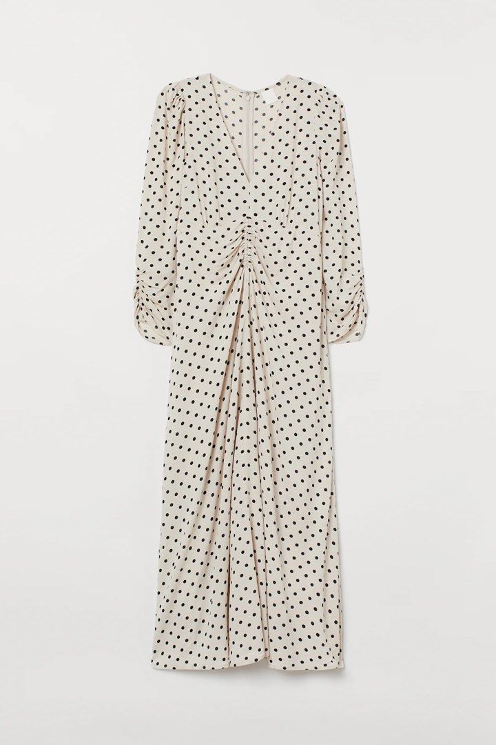 h&m polka dot midi dress Women's Black/polka dot Textured Jersey Dress