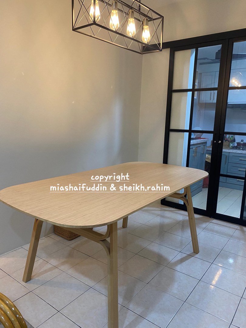 IKEA VOXLOV DINING TABLE (LIGHT BAMBOO), Furniture & Home Living