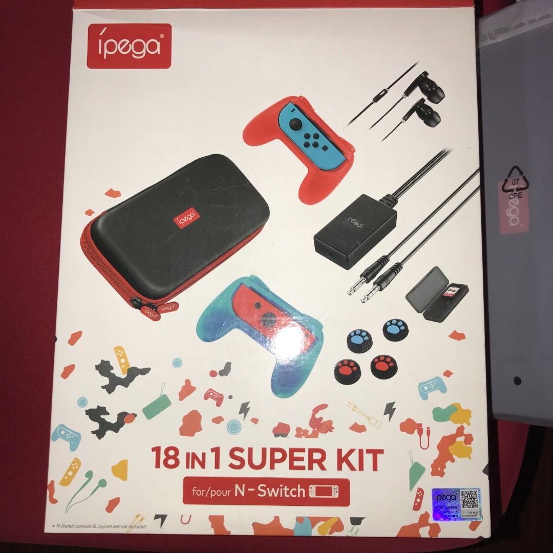 Ipega 18 in 1 Super Kit for Nintendo Switch (Category: Cases & Covers) located in Taguig. Submitted by trumanrose (Listing ID 1314107988, Image 2). Description: Screen protector, cleaning cloth, and cleaning paper/dust sticker NOT included (already used). Everything else is unused. https://ecommerce.datablitz.com.ph/products/ipega-18-in-1-super-kit-for-n-switch-pg-9182.