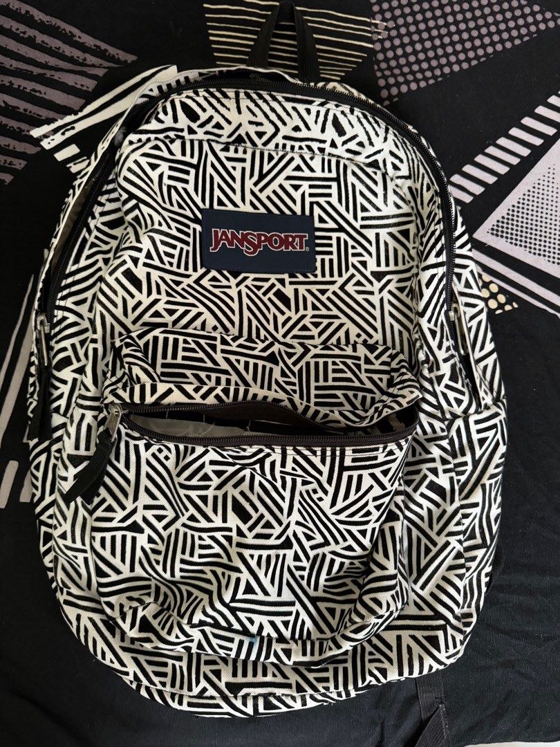 Jansport Black and White Print Women s Fashion Bags Wallets Backpacks on Carousell