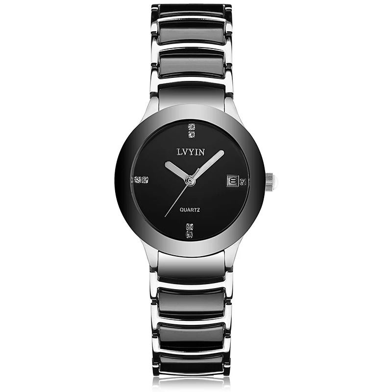 LVYIN Ceramic Couple Watches Brand Luxury Black Lover Women Men Relojes Hombre With No Box Quartz Calendar Dress Watches 042 Carousell