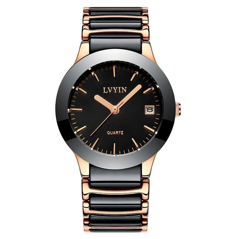 LVYIN Ceramic Couple Watches Brand Luxury Black Lover Women Men Relojes Hombre With No Box Quartz Calendar Dress Watches 042 Carousell