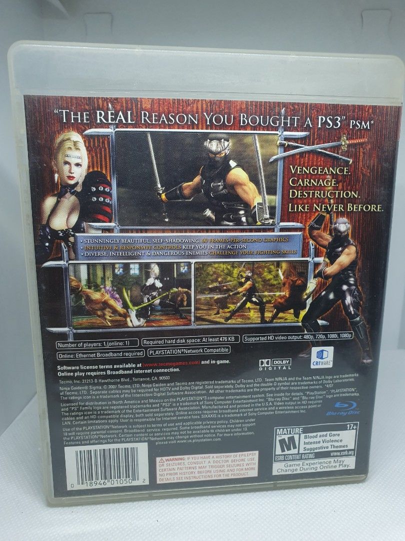 Ninja Gaiden Sigma (Sony Playstation 3) (PS3) (Category: PlayStation) located in Quezon City. Submitted by itemsforadoption (Listing ID 1314009663, Image 2). Description: Rfs: Its 2024! Happy New Year! Hoping you have a good year ahead of you! If you have questions feel free to send a message. Though I'll most likely be able to reply from 10am to 8pm. Please be patient and understanding. Decluttering games and items that I've picked up or for fri