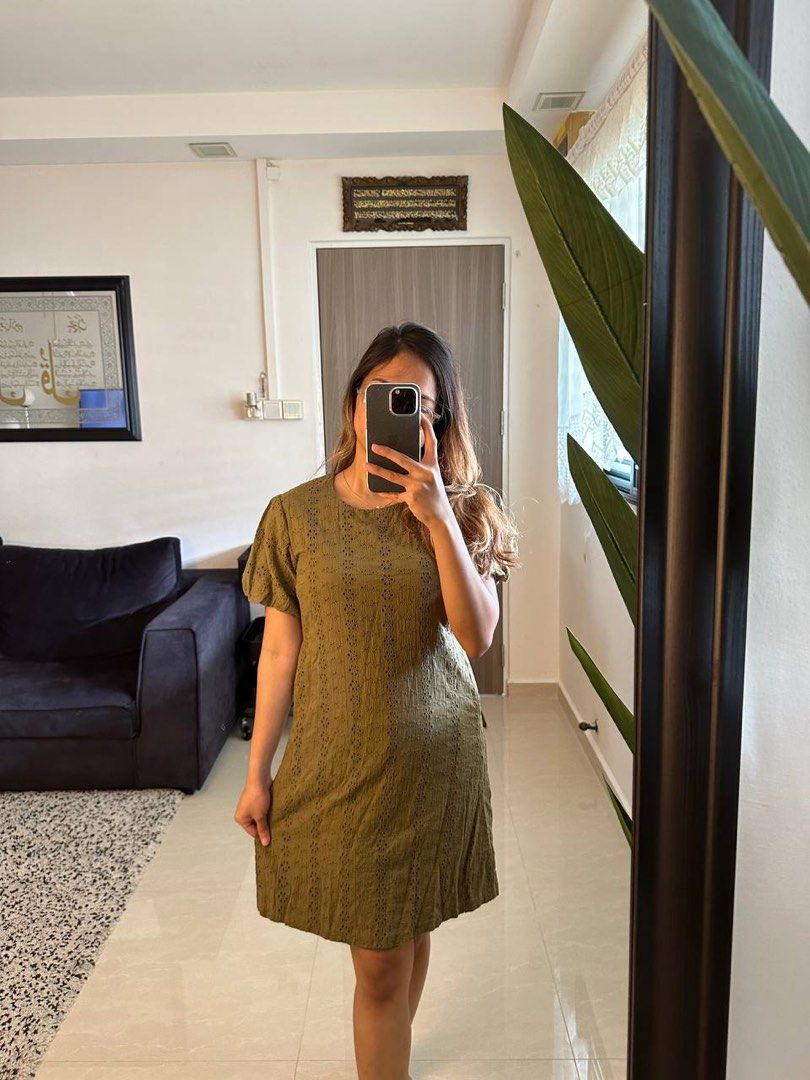 Olive green short dress hot sale