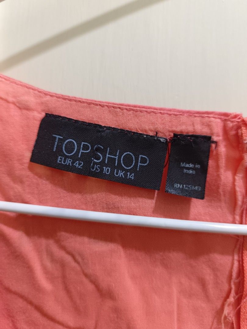 Pink eyelet cotton dress (Category: Dresses) located in Quezon City. Submitted by curligraphy (Listing ID 1314034707, Image 2). Description: S-M Brand: Topshop Has zipper on the side May tahi sa balikat kasi maluwag sa akin. Pwedeng tastasin ng buyer..