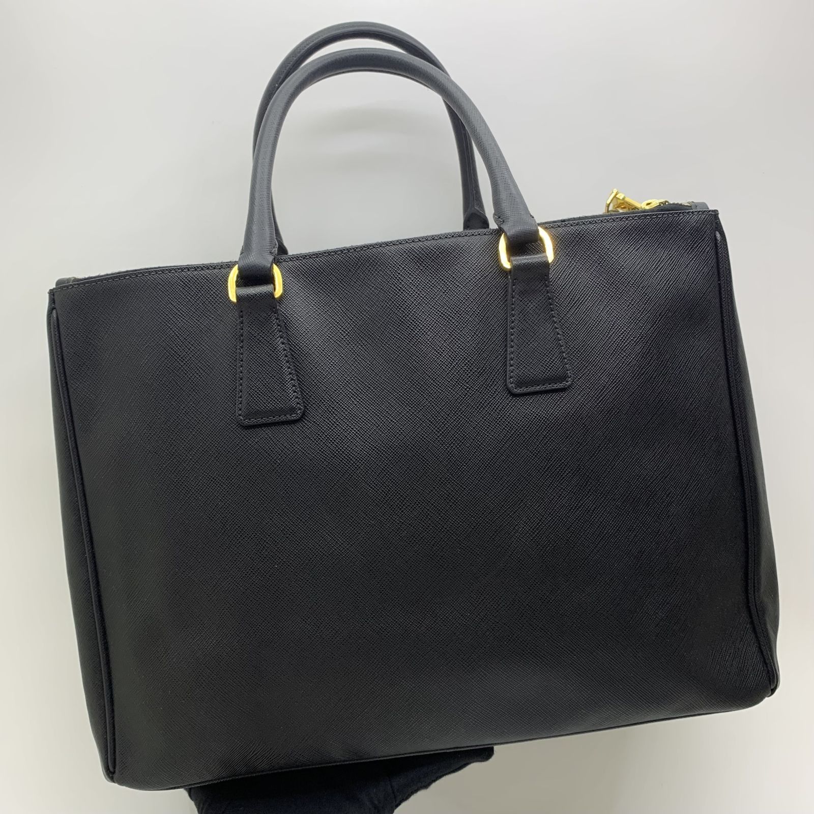 PRADA BN1786 BLACK SAFFIANO DOUBLE ZIP TOTE BAG 247031408