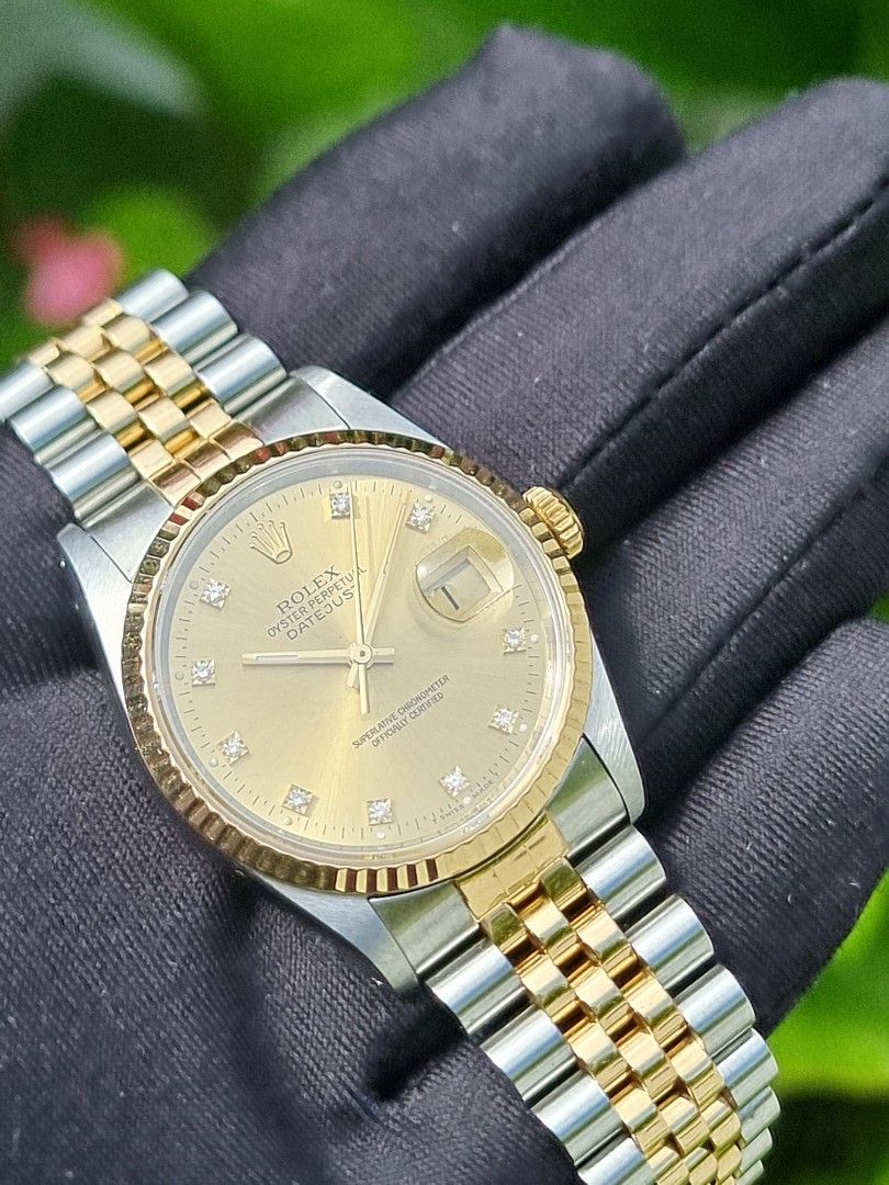 ROLEX 16233 HALF GOLD DATEJUST DATE JUST DIAMOND DIAL 36 36MM