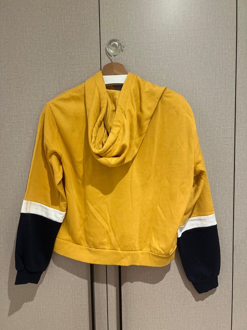 SHEIN Yellow Portland Cropped Hoodie
