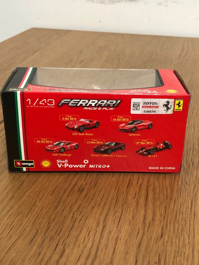 全新Shell V Power Nitro+ Ferrari 458 Challenge Burago 1/43 模型玩具車, 興趣及遊戲 ...