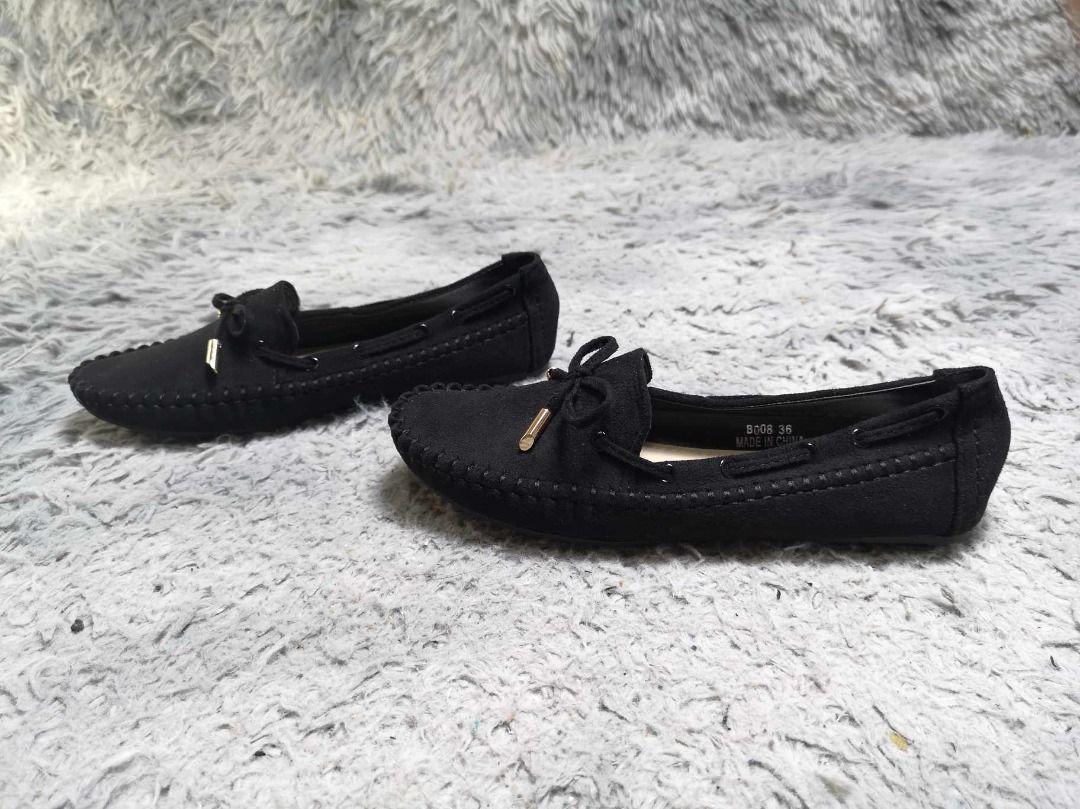 Siketu Black Suede Leather Flats Women s Fashion Footwear Flats Sandals on Carousell