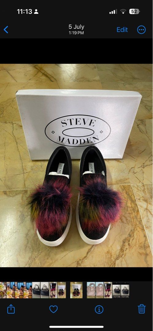 Steve madden pom pom slip ons online