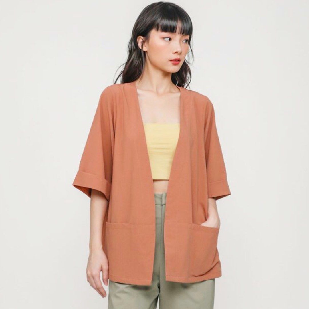 TheTinselRack Cade Long Kimono in Coral