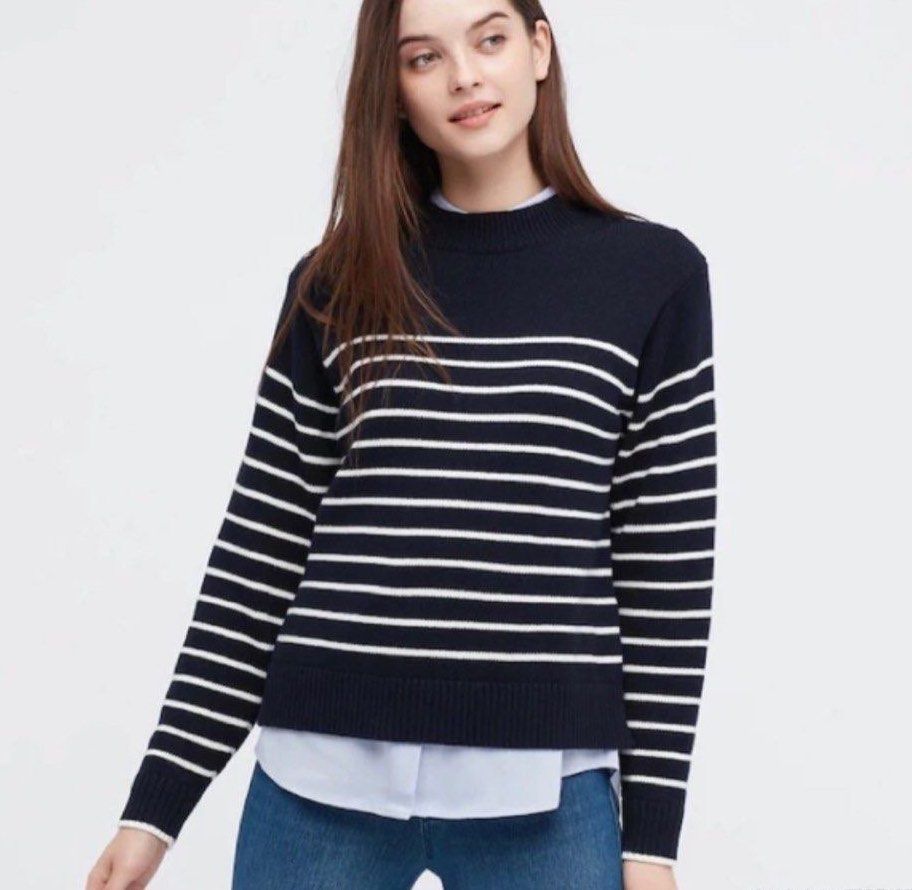 Uniqlo sweater stripes size S premium knit sweater uniqlo rajut